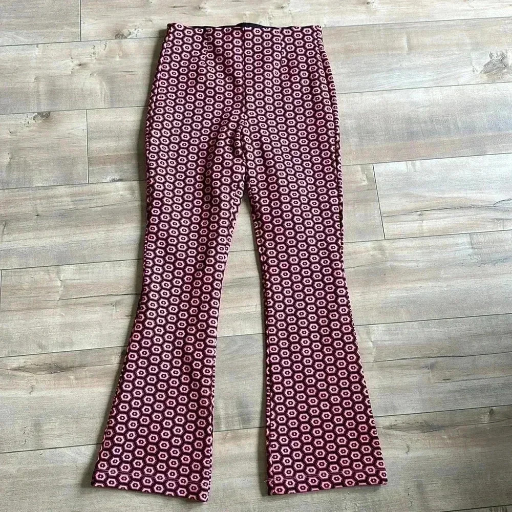 4/$25 Zara High Rise Legging Pink Patterned Dots Retro Pants Sz S - Picture 5 of 9